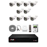 Fury 10 Kameralı 5mp Lens 1080P 6 Warm LED Renkli Gece Görüşlü Güvenlik Kamera Sistemi 320GB 1606