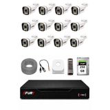 Fury 12 Kameralı 5mp Lens 1080P 6 Warm LED Renkli Gece Görüşlü Güvenlik Kamera Sistemi 250GB 1606