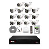 Fury 14 Kameralı 5mp Lens 1080P 6 Warm LED Renkli Gece Görüşlü Güvenlik Kamera Sistemi 250GB 1606