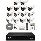 Fury 14 Kameralı 5mp Lens 1080P 6 Warm LED Renkli Gece Görüşlü Güvenlik Kamera Sistemi 320GB 1606