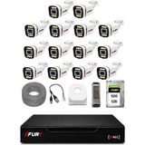 Fury 14 Kameralı 5mp Lens 1080P 6 Warm LED Renkli Gece Görüşlü Güvenlik Kamera Sistemi 500GB 1606