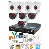 Fury 14125570 4 İç 4 Dış Kameralı 5MP Lens 2MP Görüntü 1TB Gece Görüşlü Full HD Güvenlik Kamerası