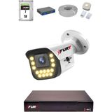 Fury 15 Warm LED Ip Güvenlik Kamera Seti 1 Kameralı Sesli 4mp Gece Renkli Su Geçirmez 1403S 1tb - Beyaz