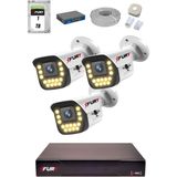 Fury 15 Warm LED Ip Güvenlik Kamera Seti 3 Kameralı Sesli 4mp Gece Renkli Su Geçirmez 1403S 1tb - Beyaz