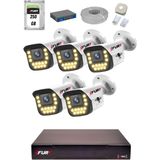 Fury 15 Warm LED Ip Güvenlik Kamera Seti 5 Kameralı Sesli 4mp Gece Renkli Su Geçirmez 1403S 250GB - Beyaz