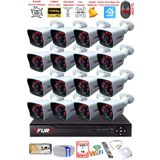 Fury 16 Kameralı 2mp Full Hd Görüntü 6 Atom Led Gece Görüşlü Dış Mekan Güvenlik Kamerası Seti 1tb