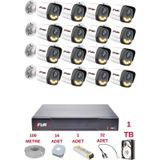 Fury 16 Kameralı 4 Warm Led Gece Renkli Görüş-Cepten İzle-Su Geçirmez Güvenlik Kamerası Seti 1Tb