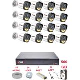 Fury 16 Kameralı 4 Warm Led Gece Renkli Görüş-Cepten İzle-Su Geçirmez Güvenlik Kamerası Seti 500Gb