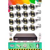 Fury 16 Kameralı 6 Warm LED Gece Renkli Görüş-Cepten Izle-Su Geçirmez Güvenlik Kamerası Seti 320GB