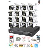 Fury 16 Kameralı Full Hd Gece Renkli - Su Geçirmez Ultra Led Güvenlik Kamerası Seti 320gb