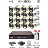 Fury 16 Kameralı Ip Güvenlik Kamerası Seti Sesli 4mp Gece Renkli Su Geçirmez 1506S 500GB