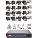 FURY 16 Kameralı Set Full HD Gece Renkli Görüş-Cepten İzle-Su Geçirmez Güvenlik Kamerası Seti 320GB