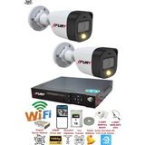 FURY 2 Kameralı 1080P 2Mp Görüntü Gece Renkli Full Hd Ultra Led Gece Renkli Güvenlik Kamerası Seti 1 TB