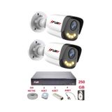 Fury 2 Kameralı 4 Warm Led Gece Renkli Görüş-Cepten İzle-Su Geçirmez Güvenlik Kamerası Seti 250Gb