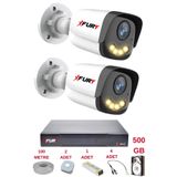 Fury 2 Kameralı 4 Warm Led Gece Renkli Görüş-Cepten İzle-Su Geçirmez Güvenlik Kamerası Seti 500Gb