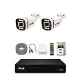 Fury 2 Kameralı 5mp Lens 1080P 6 Warm LED Renkli Gece Görüşlü Güvenlik Kamera Sistemi 500GB 1606