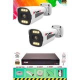 Fury 2 Kameralı 6 Warm LED Gece Renkli Görüş-Cepten Izle-Su Geçirmez Güvenlik Kamerası Seti 1tb
