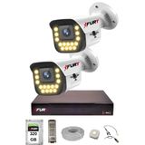Fury 2 Li Sesli 15 Warm Led Gece Renkli Görüş Su Geçirmez Güvenlik Kamerası Seti 320Gb