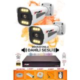 Fury 2 Li Sesli 6 Warm LED Gece Renkli Görüş Su Geçirmez Güvenlik Kamerası Seti 500GB