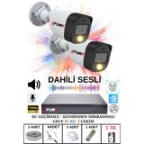 Fury 2 Li Sesli Gece Renkli Görüş Güvenlik Kamerası Su Geçirmez Güvenlik Kamerası Seti 1tb