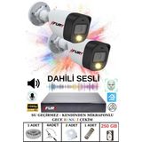 Fury 2 Li Sesli Gece Renkli Görüş Güvenlik Kamerası Su Geçirmez Güvenlik Kamerası Seti 250GB