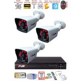 FURY 3 Kameralı 2MP Full HD Görüntü 6 Atom Led Gece Görüşlü Dış Mekan Güvenlik Kamerası Seti 320GB
