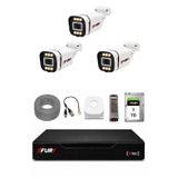 Fury 3 Kameralı 5mp Lens 1080P 6 Warm LED Renkli Gece Görüşlü Güvenlik Kamera Sistemi 1tb 1606
