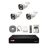Fury 3 Kameralı 5mp Lens 1080P 6 Warm LED Renkli Gece Görüşlü Güvenlik Kamera Sistemi 320GB 1606
