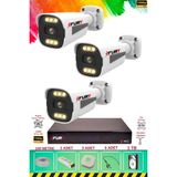 Fury 3 Kameralı 6 Warm LED Gece Renkli Görüş-Cepten Izle-Su Geçirmez Güvenlik Kamerası Seti 1tb