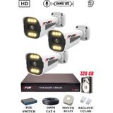 Fury 3 Kameralı Ip Güvenlik Kamerası Seti Sesli 4mp Gece Renkli Su Geçirmez 1506S 320GB
