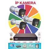 Fury 3 Lü Ip Güvenlik Kamera Seti Sesli 4Mp Gece Renkli Su Geçirmez 5515S 500Gb