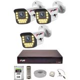 Fury 3 Lü Sesli 15 Warm Led Gece Renkli Görüş Su Geçirmez Güvenlik Kamerası Seti 250Gb