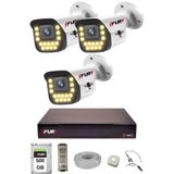 Fury 3 Lü Sesli 15 Warm Led Gece Renkli Görüş Su Geçirmez Güvenlik Kamerası Seti 500Gb