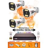 Fury 3 Lü Sesli 6 Warm LED Gece Renkli Görüş Su Geçirmez Güvenlik Kamerası Seti 1tb