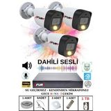 Fury 3 Lü Sesli Gece Renkli Görüş Güvenlik Kamerası Su Geçirmez Güvenlik Kamerası Seti 1tb