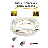 FURY 30 Metre F Konnektörlü 64 Tel Rg6/u4 Full Hd 3d 4k Anten Tv Çanak Uydu Lnb Kablosu