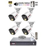 Fury 4 Kamera Sesli Gece Renkli Güvenlik Kamerası Full Hd-Su Geçirmez Güvenlik Kamerası Seti 320GB