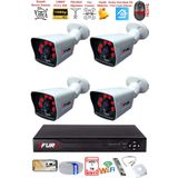 FURY 4 Kameralı 2MP Full HD Görüntü 6 Atom Led Gece Görüşlü Dış Mekan Güvenlik Kamerası Seti 1TB