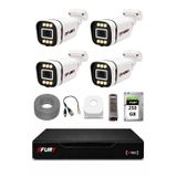 Fury 4 Kameralı 5mp Lens 1080P 6 Warm LED Renkli Gece Görüşlü Güvenlik Kamera Sistemi 250GB 1606