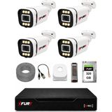 Fury 4 Kameralı 5mp Lens 1080P 6 Warm LED Renkli Gece Görüşlü Güvenlik Kamera Sistemi 320GB 1606