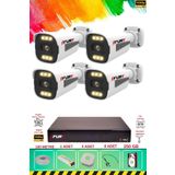 Fury 4 Kameralı 6 Warm Led Gece Renkli Görüş-cepten İzle-su Geçirmez Güvenlik Kamera Seti 250gb