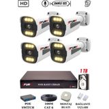 Fury 4 Kameralı Ip Güvenlik Kamerası Seti Sesli 4mp Gece Renkli Su Geçirmez 1506S 1tb