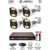 Fury 4 Kameralı Ip Güvenlik Kamerası Seti Sesli 4mp Gece Renkli Su Geçirmez 1506s 500gb