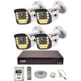 Fury 4 Lü Sesli 15 Warm Led Gece Renkli Görüş Su Geçirmez Güvenlik Kamerası Seti 320Gb