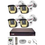 Fury 4 Lü Sesli 15 Warm Led Gece Renkli Görüş Su Geçirmez Güvenlik Kamerası Seti 500Gb