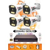 Fury 4 Lü Sesli 6 Warm LED Gece Renkli Görüş Su Geçirmez Güvenlik Kamerası Seti 1tb