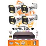 Fury 4 Lü Sesli 6 Warm LED Gece Renkli Görüş Su Geçirmez Güvenlik Kamerası Seti 250GB