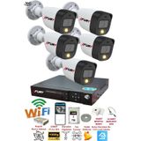 FURY 5 Kameralı 1080P 2Mp Görüntü Gece Renkli Full Hd Ultra Led Gece Renkli Güvenlik Kamerası Seti 1 TB