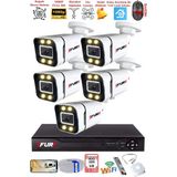 Fury 5 Kameralı 1080P Görüntü Gece Renkli Full Hd 4 x Ultra LED Gece Renkli Güvenlik Kamerası Seti 320 GB