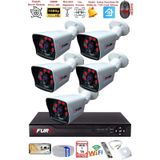 FURY 5 Kameralı 2MP Full HD Görüntü 6 Atom Led Gece Görüşlü Dış Mekan Güvenlik Kamerası Seti 1TB